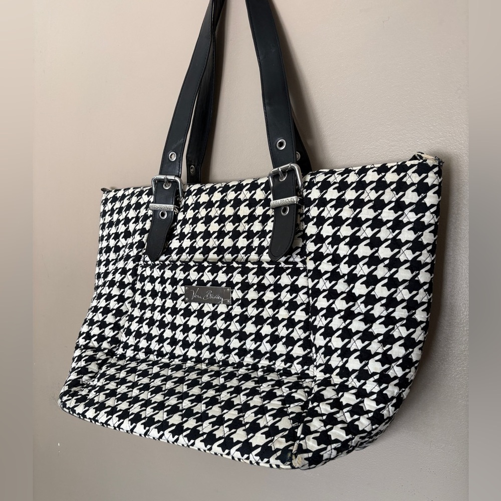 VERA BRADLEY quilted houndstooth tote weekend bag teacher purse travel casual